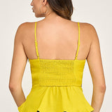 ON HOLIDAY CITRON FLOWER PEPLUM TOP