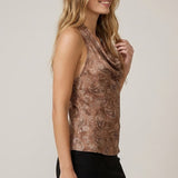 FLIRTY SMILE COWL NECK HALTER