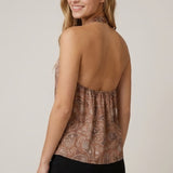 FLIRTY SMILE COWL NECK HALTER