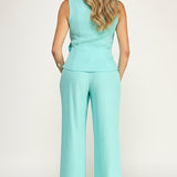 STREET STYLE CHIC AQUA PANTS SET