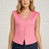 SWEET SURPRISE PINK PEPLUM VEST