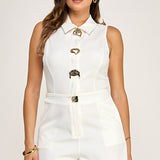 BROADWAY MUSE SLEEVELESS ROMPER - BLACK OR WHITE