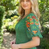 EVERYTHING’S BLOOMING GREEN EMBROIDERED BLOUSE