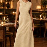 MADISON AVENUE SUEDE A-LINE MAXI DRESS
