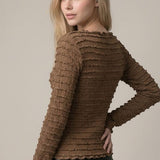 CUE THE COZY COFFEE TEXTURED TOP