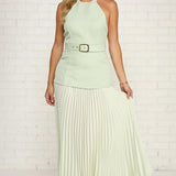 SWEET ROMANCE MINT PLEATED MAXI DRESS