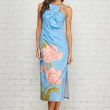 WATERCOLOR SKIES TWISTED POPLIN DRESS