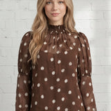 HAUTE SPOT TEXTURED POLKA DOT BLOUSE