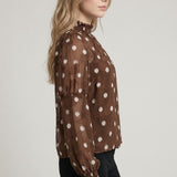 HAUTE SPOT TEXTURED POLKA DOT BLOUSE