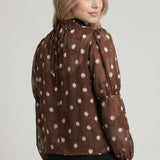 HAUTE SPOT TEXTURED POLKA DOT BLOUSE