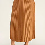 EASY TO LOVE PLEATED MIDI SKIRT - BLACK OR BROWN