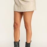 FIRST DATE CHIC FAUX LEATHER MINI SKORT - BLACK, BROWN OR TAUPE
