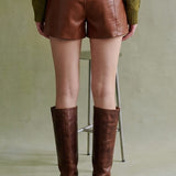 MAKING MY WAY FAUX LEATHER SHORTS