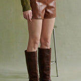 MAKING MY WAY FAUX LEATHER SHORTS