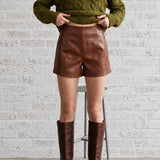 MAKING MY WAY FAUX LEATHER SHORTS