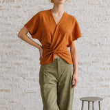 LATTE FOR LUNCH ORANGE TWISTED FRONT SHIRT