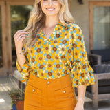 NOTHING BUT GOOD VIBES GEOMETRIC BLOUSE