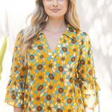 NOTHING BUT GOOD VIBES GEOMETRIC BLOUSE