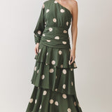 MERLOT ON THE PATIO ONE SHOULDER MAXI DRESS
