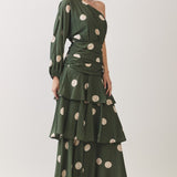 MERLOT ON THE PATIO ONE SHOULDER MAXI DRESS