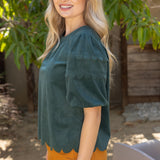 LOVE IN THE DETAILS CORDUROY BUBBLE TOP