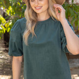 LOVE IN THE DETAILS CORDUROY BUBBLE TOP