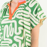 SPRING ENERGY KELLY GREEN PATTERN BLOUSE