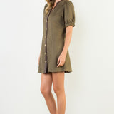 SWEET EMBRACE OLIVE FAUX SUEDE DRESS