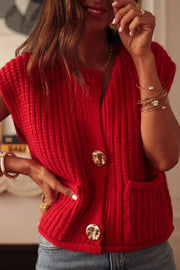 SOME LIKE IT HOT RED CROCHET SWEATER TOP