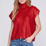 MADE TO SHINE METALLIC SWEATER - RED, GOLD OR SILVER