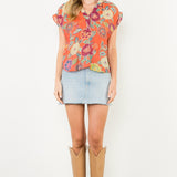 PUMPKIN SPICE FLORAL DETAIL BLOUSE