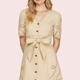 ONLINE EXCLUSIVE:  CASUAL UPGRADE TWILL BOOT STITCH EMBROIDERED MINI DRESS