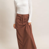CLASSIC CHARM TIE WAIST MAXI SKIRT - BLACK OR BROWN