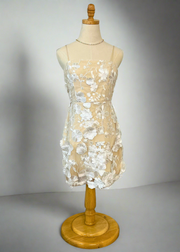 BEAUTIFUL BOUQUET WHITE 3D FLORAL DRESS