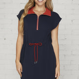 AMERICAN DREAMS DROP SLEEVE ZIP COLLAR DRESS