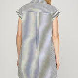 BEACH STROLL NAVY & WHITE SHIRT DRESS