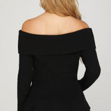 SWEETEST DIRECTION OFF SHOULDER PEPLUM SWEATER