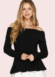 SWEETEST DIRECTION OFF SHOULDER PEPLUM SWEATER