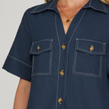 SMALL TOWN STROLL KELLY GREEN BUTTON DOWN DRESS