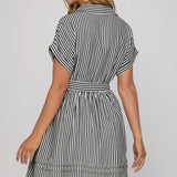 HARBOR LINE BELTED MINI DRESS