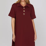 CASUAL CLASSIC SHIFT DRESS - BLACK OR MAROON