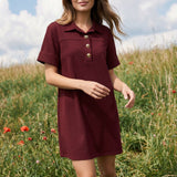 CASUAL CLASSIC SHIFT DRESS - BLACK OR MAROON