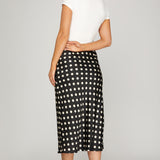 SPOTTED AROUND TOWN POLKA DOT SKIRT - BLACK OR BROWN
