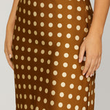 SPOTTED AROUND TOWN POLKA DOT SKIRT - BLACK OR BROWN