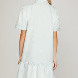 SUMMER IN STRIPES EMBROIDERED MINI DRESS