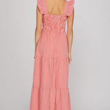 PICNIC IN THE PARK RED GINGHAM MAXI DRESS