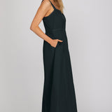 LOVE ME FOREVER NAVY WOVEN MAXI DRESS