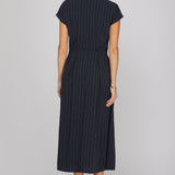 EVERYDAY CHARM STRIPED BUTTON DOWN MIDI DRESS