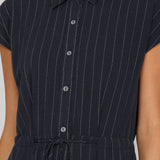 EVERYDAY CHARM STRIPED BUTTON DOWN MIDI DRESS