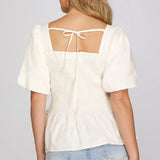 SWEET MEMORIES WHITE PEPLUM EMBROIDERED BLOUSE